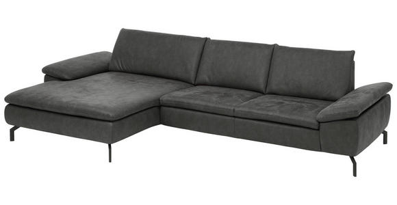 ECKSOFA in Mikrofaser Anthrazit  - Anthrazit/Schwarz, Design, Textil/Metall (181/341cm) - Dieter Knoll