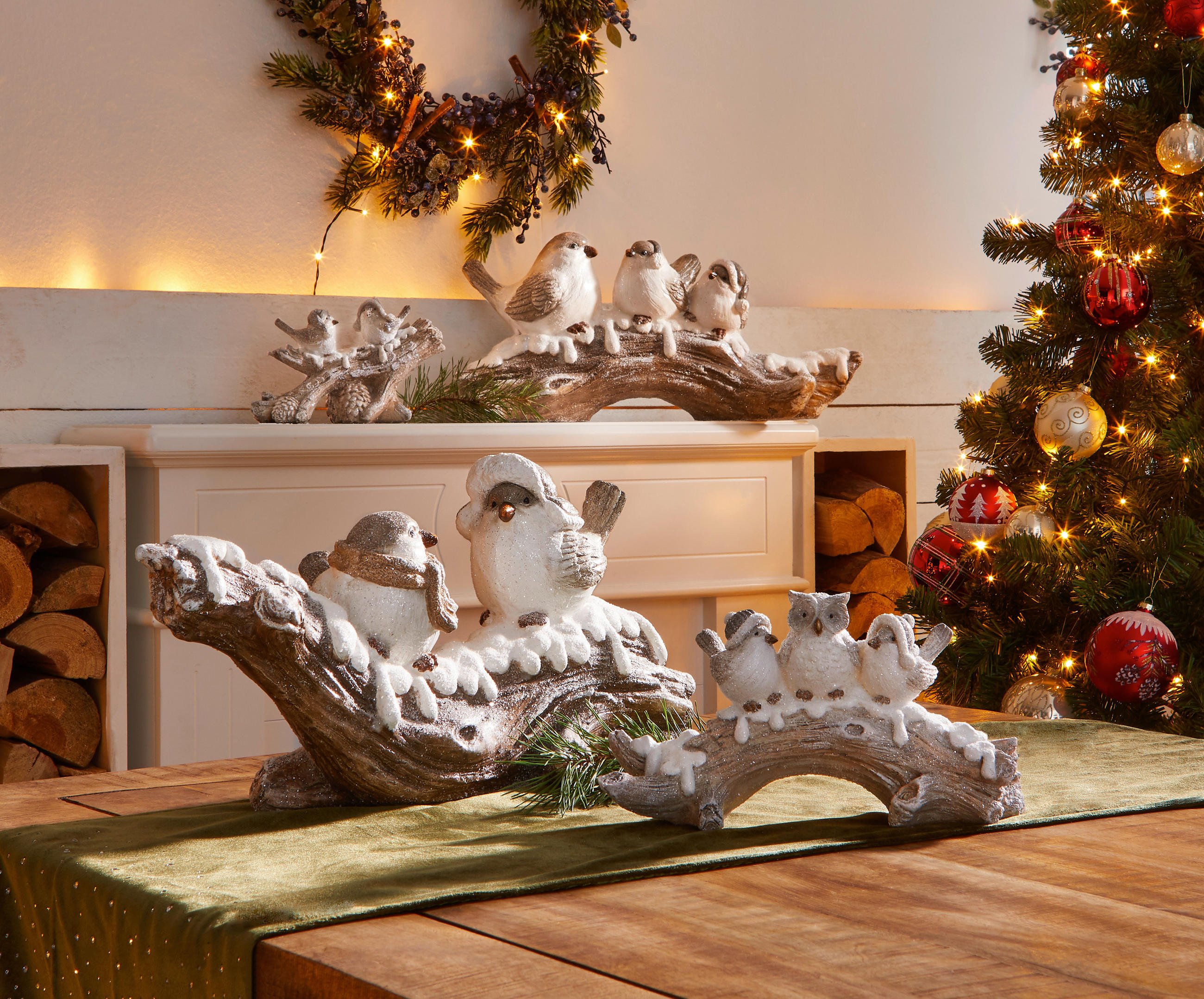 UKRASNA PTICA - bela/braon, Trendi, plastika - X-Mas