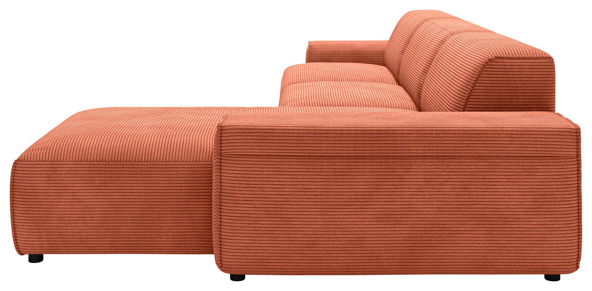 ECKSOFA 9125 Aprikose Cord  - Aprikose/Schwarz, Design, Kunststoff/Textil (300/189cm) - Pure Home Lifestyle