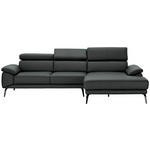 ECKSOFA Dunkelgrau Echtleder  - Dunkelgrau/Schwarz, Design, Leder/Metall (295/187cm) - Novel