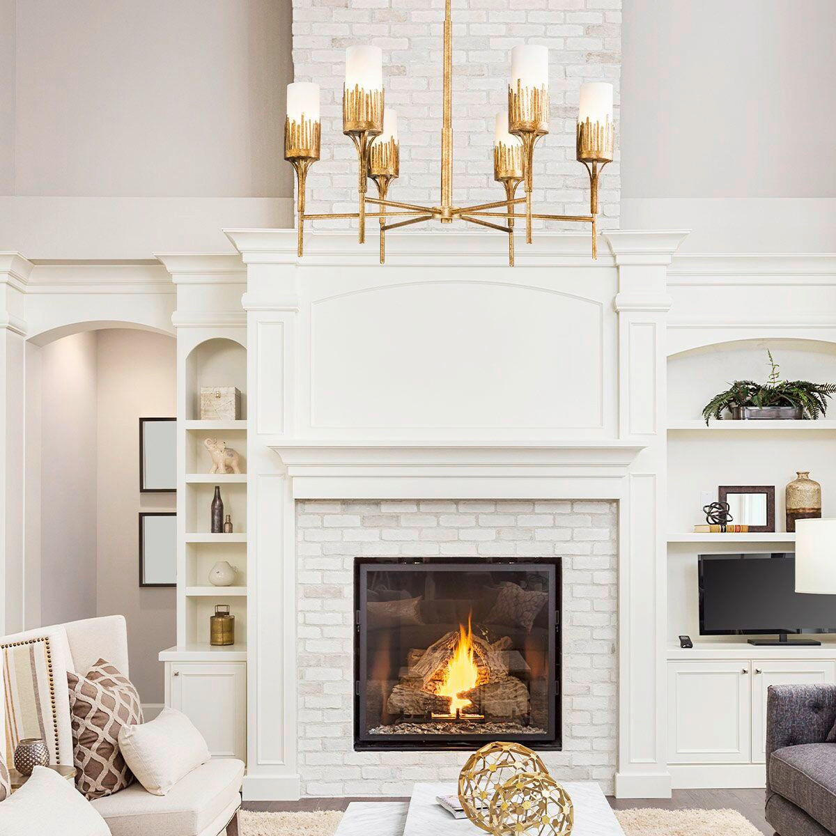 KRONLEUCHTER Alora 87,6/83,8/83,8 cm  - Goldfarben, KONVENTIONELL, Glas/Metall (87,6/83,8/83,8cm) - Elstead Lighting