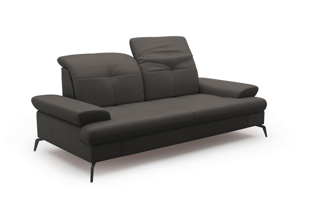 3-SITZER-SOFA in Vliesstoff Kombination Echtleder/Stoff Anthrazit  - Anthrazit/Schwarz, Konventionell, Leder/Textil (212/90/122cm) - Sit & More