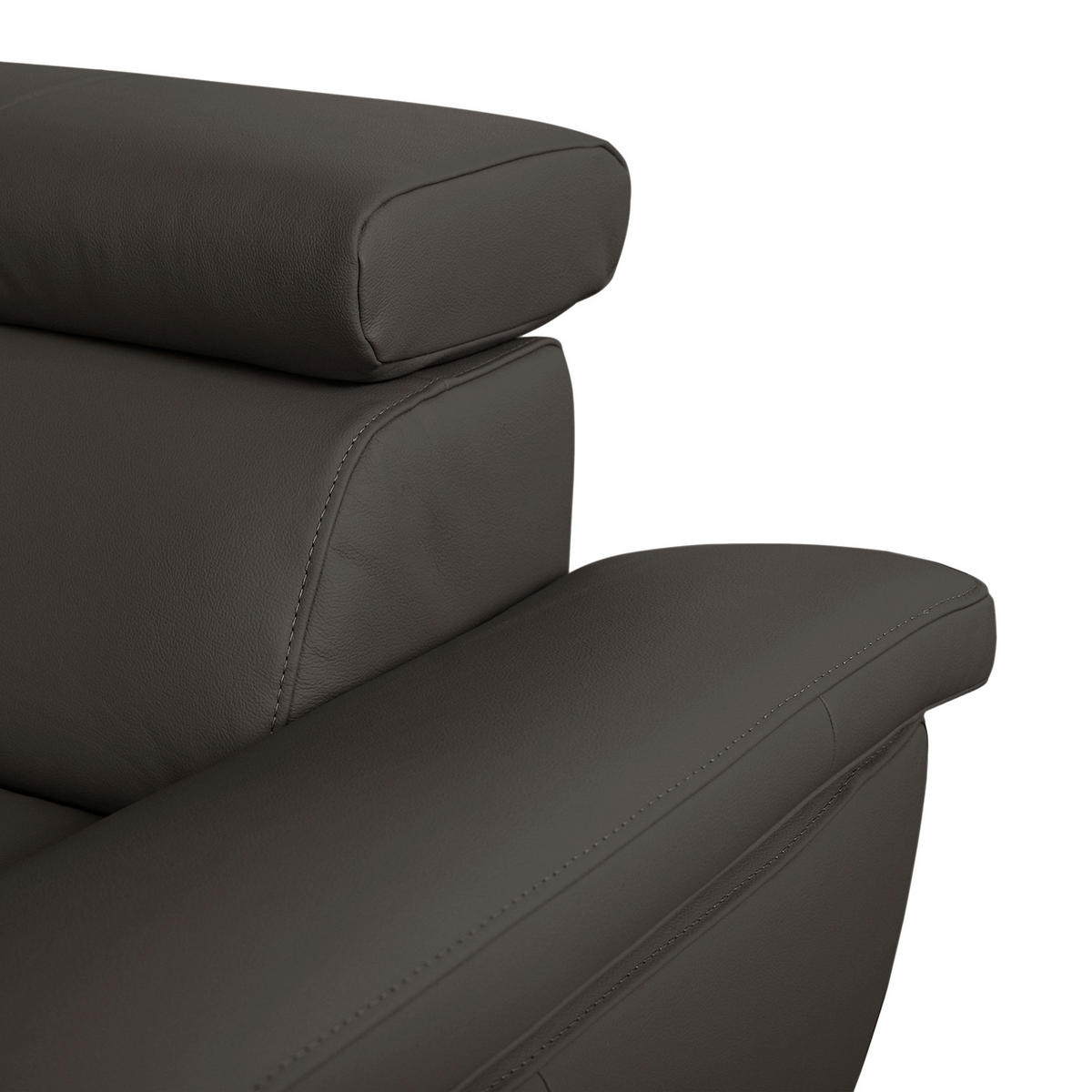 ECKSOFA Dunkelbraun Echtleder Lederlook  - Chromfarben/Dunkelbraun, Design, Leder/Textil (208/248cm) - Livetastic