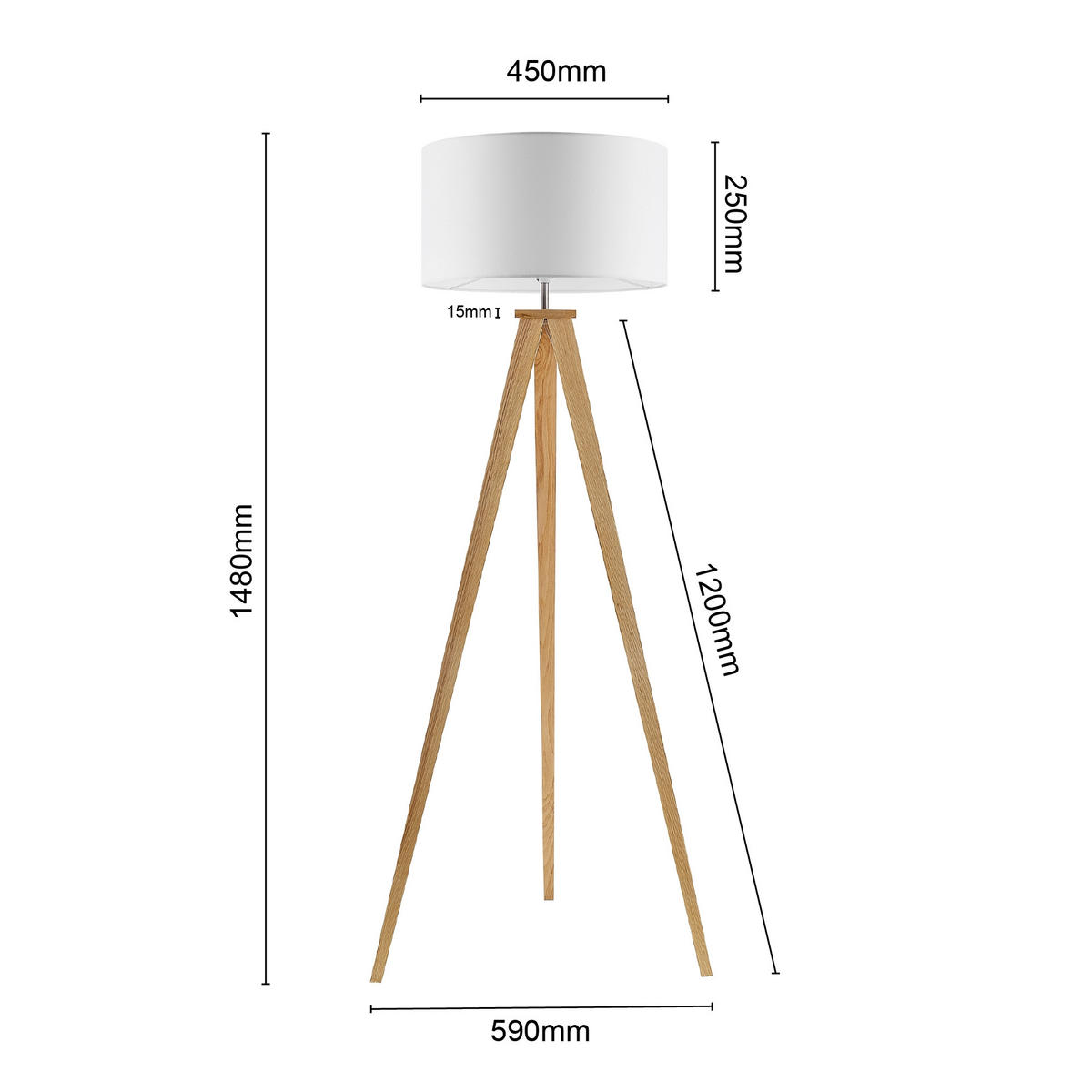 STEHLEUCHTE Colchester 45/148 cm   - Weiß/Naturfarben, KONVENTIONELL, Holz/Textil (45/148cm) - Novel
