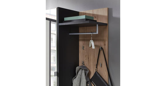 GARDEROBE - Eichefarben/Graphitfarben, Design, Glas/Holzwerkstoff (157/202/45cm) - Voleo
