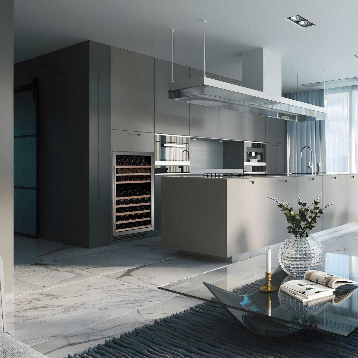 WEINKÜHLSCHRANK DX-94.270SDSK  - Edelstahlfarben, Basics, Glas/Holz (59,5/121,5/68cm)