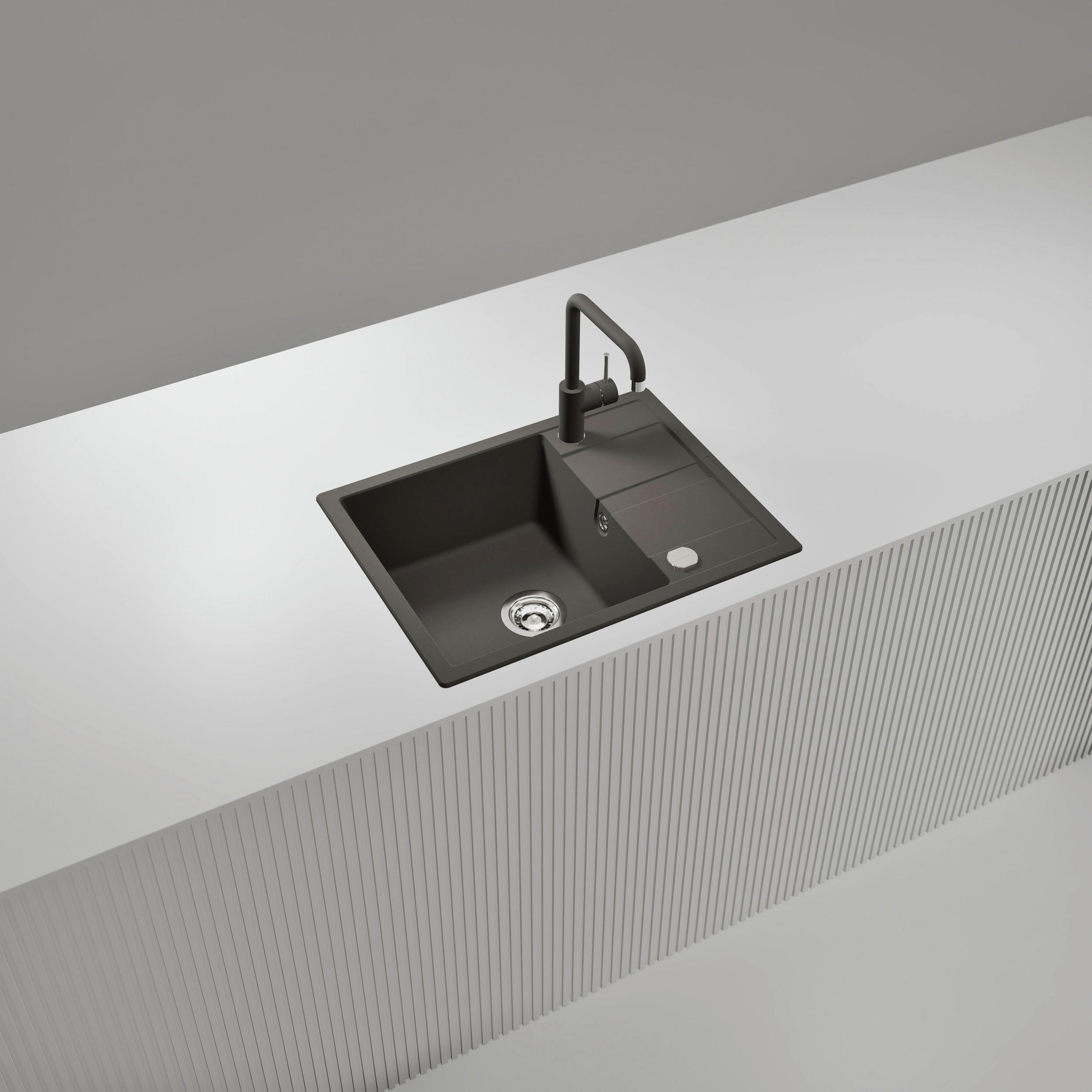 SPÜLE MAND100AGAS  - Grau, Basics, Stein (65/30,4/50cm) - Schock