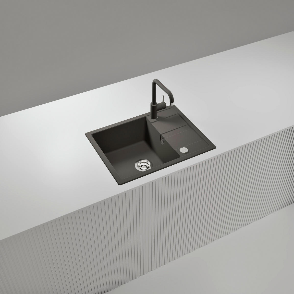 SPÜLE MAND100AGAS  - Grau, Basics, Stein (65/30,4/50cm) - Schock