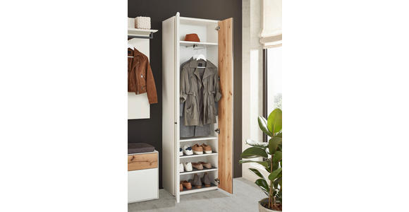 GARDEROBE  in 198,8/205,5/37,1 cm  - Eichefarben/Weiß, Design, Glas/Holz (198,8/205,5/37,1cm) - Dieter Knoll