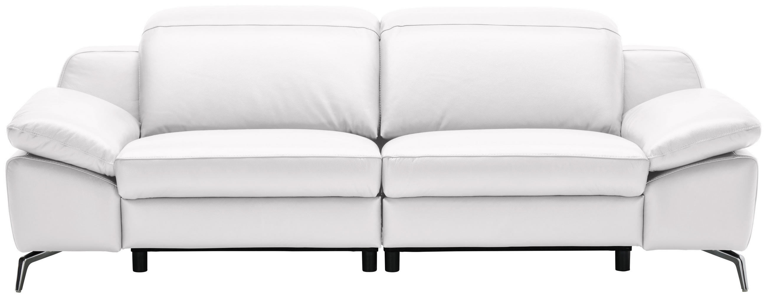 3-SITZER-SOFA Echtleder Weiß  - Chromfarben/Schwarz, Design, Leder/Kunststoff (234/83-99/110cm) - Celina Home