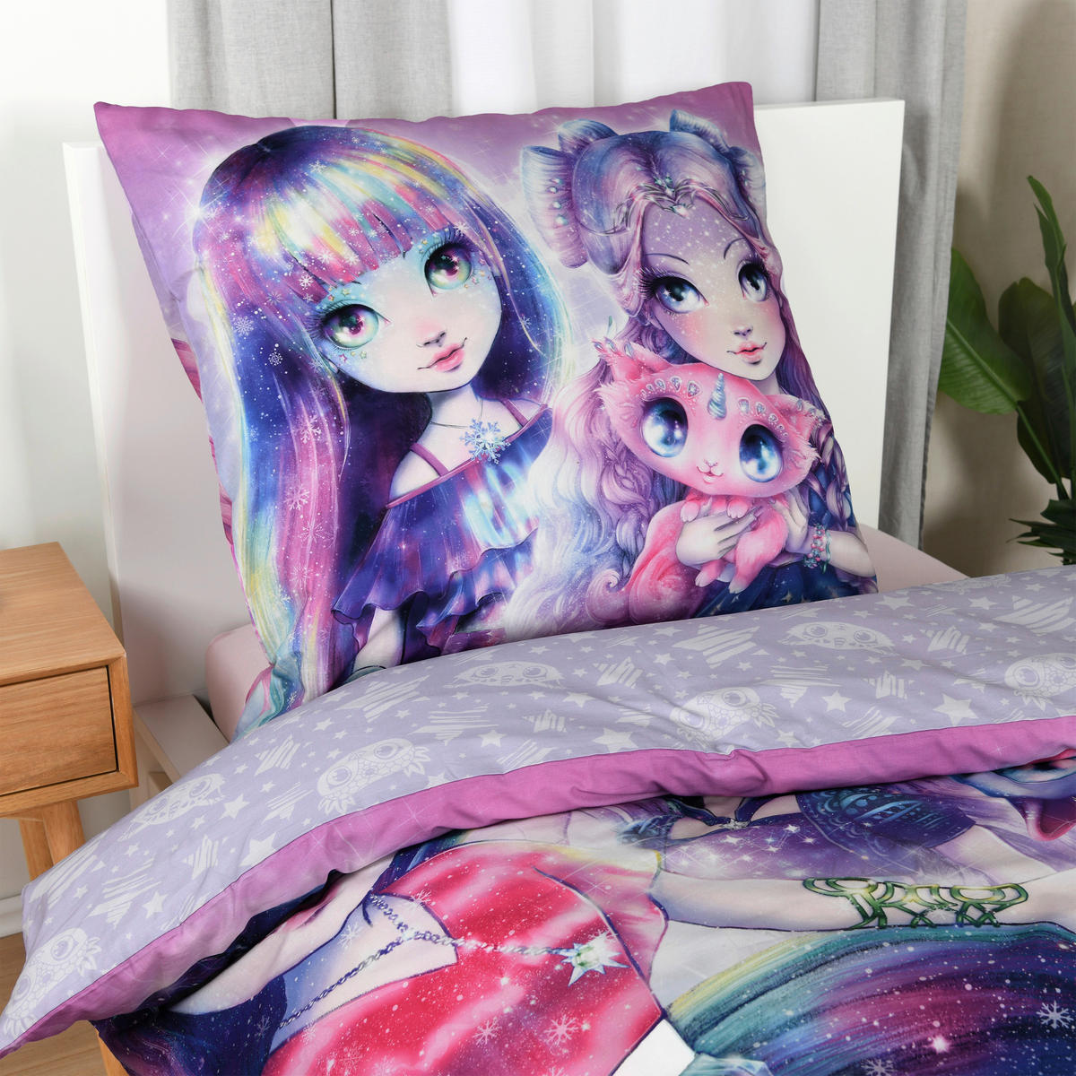 JUGENDBETTWÄSCHE Nebulous Stars Renforcé 135/200 cm  - Hellrosa/Violett, Design, Textil (135/200cm) - Herding