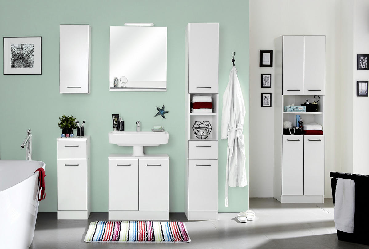 HOCHSCHRANK 30/195,5/33 cm  - Weiss/Anthrazit, Konventionell, Glas/Holzwerkstoff (30/195,5/33cm) - Xora