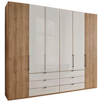 DREHTÜRENSCHRANK in Champagner, Eiche Bianco  - Schieferfarben/Eiche Bianco, Konventionell, Glas/Holzwerkstoff (250/236/58cm) - Dieter Knoll