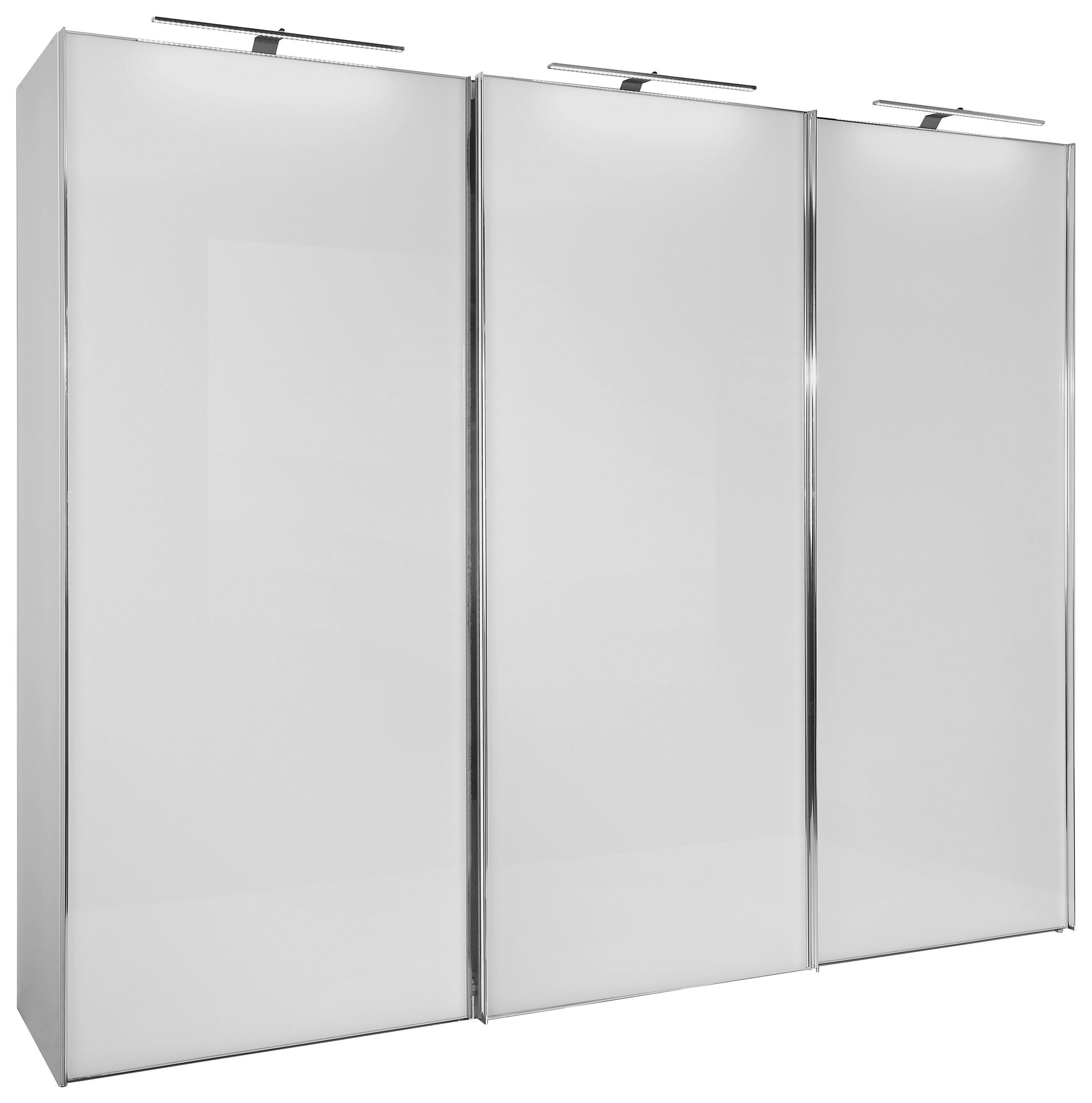 Schwebetürenschrank Glasfront 249cm Sonate Rom, Weiß