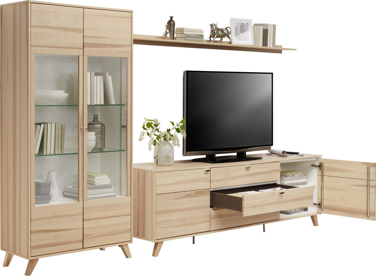 WOHNWAND  in Eschefarben  318,2/190,9/49,2 cm  - Chromfarben/Eschefarben, Design, Glas/Holz (318,2/190,9/49,2cm) - Invivus