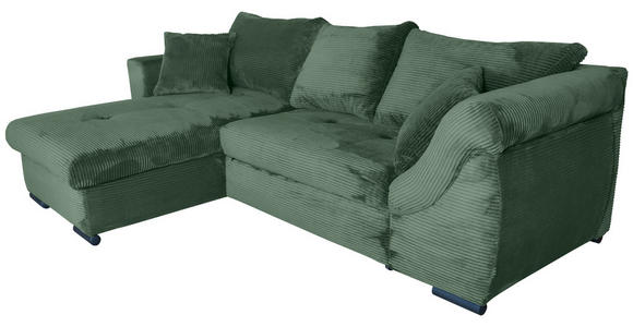 ECKSOFA Dunkelgrün Cord  - Dunkelgrün/Schwarz, KONVENTIONELL, Textil/Metall (168/258cm) - Carryhome