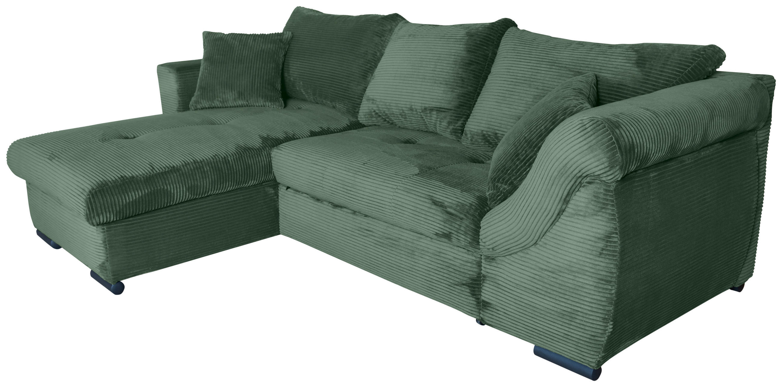ECKSOFA Dunkelgrün Cord  - Dunkelgrün/Schwarz, KONVENTIONELL, Textil/Metall (168/258cm) - Carryhome