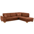 ECKSOFA in Mikrofaser Cognac  - Wildeiche/Cognac, Natur, Holz/Textil (286/236cm) - Voleo