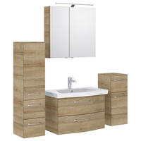 BADEZIMMER 5-teilig  in 142 cm  - Chromfarben/Eichefarben, KONVENTIONELL, Glas/Keramik (142cm) - Pelipal