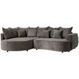 ECKSOFA in Chenille Dunkelbraun  - Dunkelbraun/Schwarz, Design, Kunststoff/Textil (194/307cm) - Carryhome