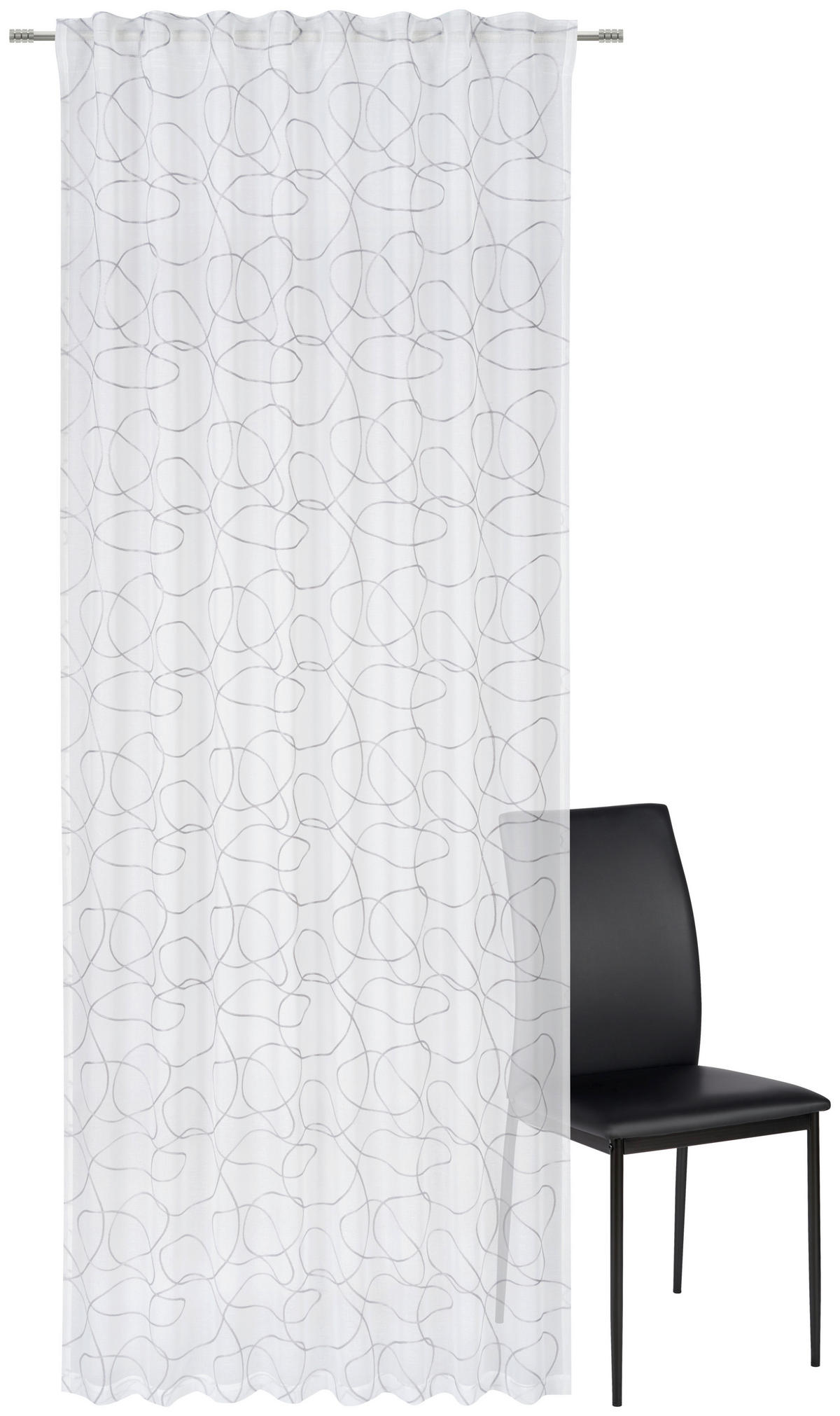 HOTOVÝ ZÁVĚS, průhledné, 135/245 cm - šedá/bílá, Design, textil (135/245cm) - Esposa