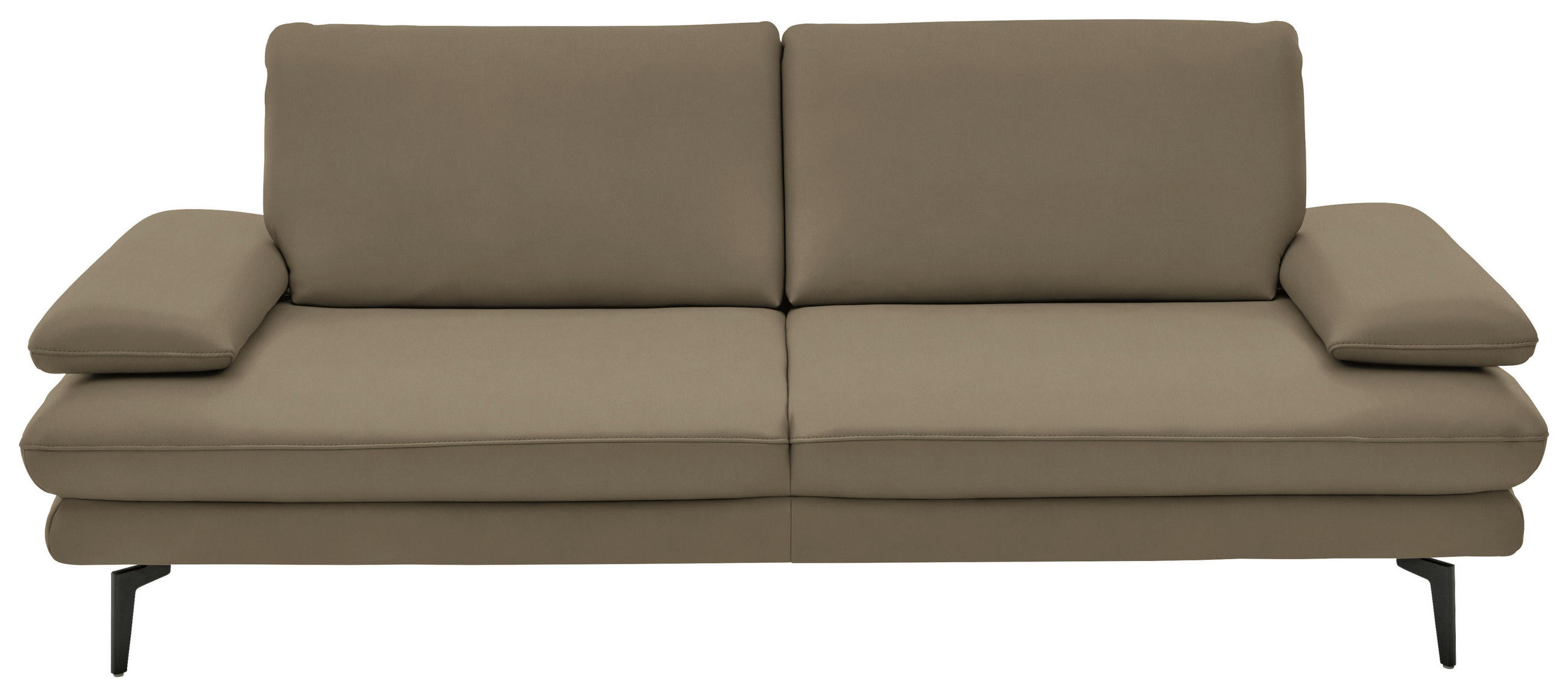 3-SITZER-SOFA in Echtleder Beige  - Beige/Schwarz, Design, Leder/Metall (222/86/104cm) - Dieter Knoll