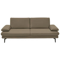 3-SITZER-SOFA in Echtleder Beige  - Beige/Schwarz, Design, Leder/Metall (222/86/104cm) - Dieter Knoll