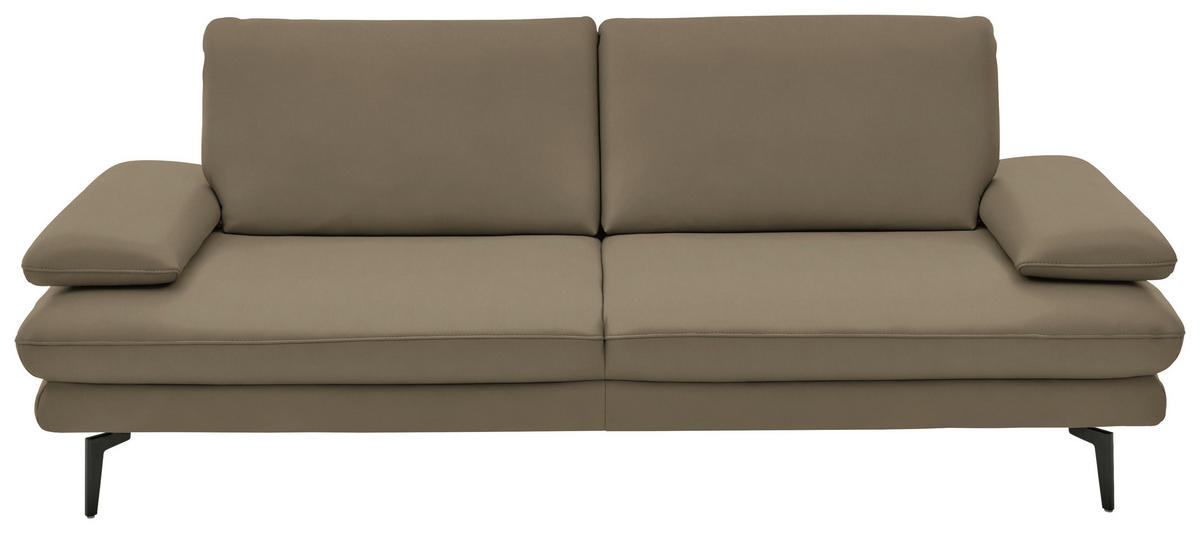 3-SITZER-SOFA in Echtleder Beige  - Beige/Schwarz, Design, Leder/Metall (222/86/104cm) - Dieter Knoll