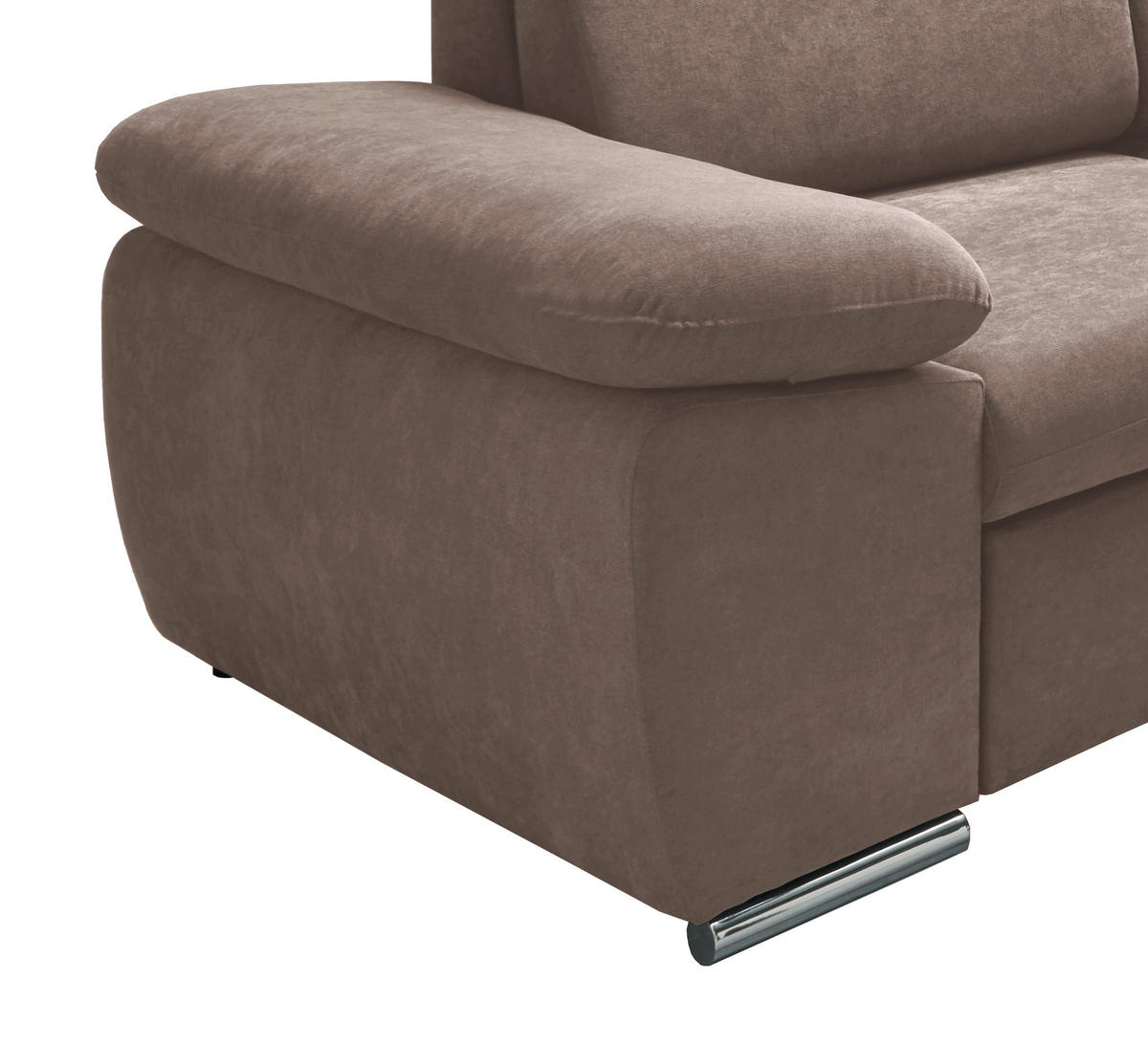 ECKSOFA in Mikrofaser Taupe  - Taupe/Chromfarben, Design, Textil/Metall (283/228cm) - Livetastic