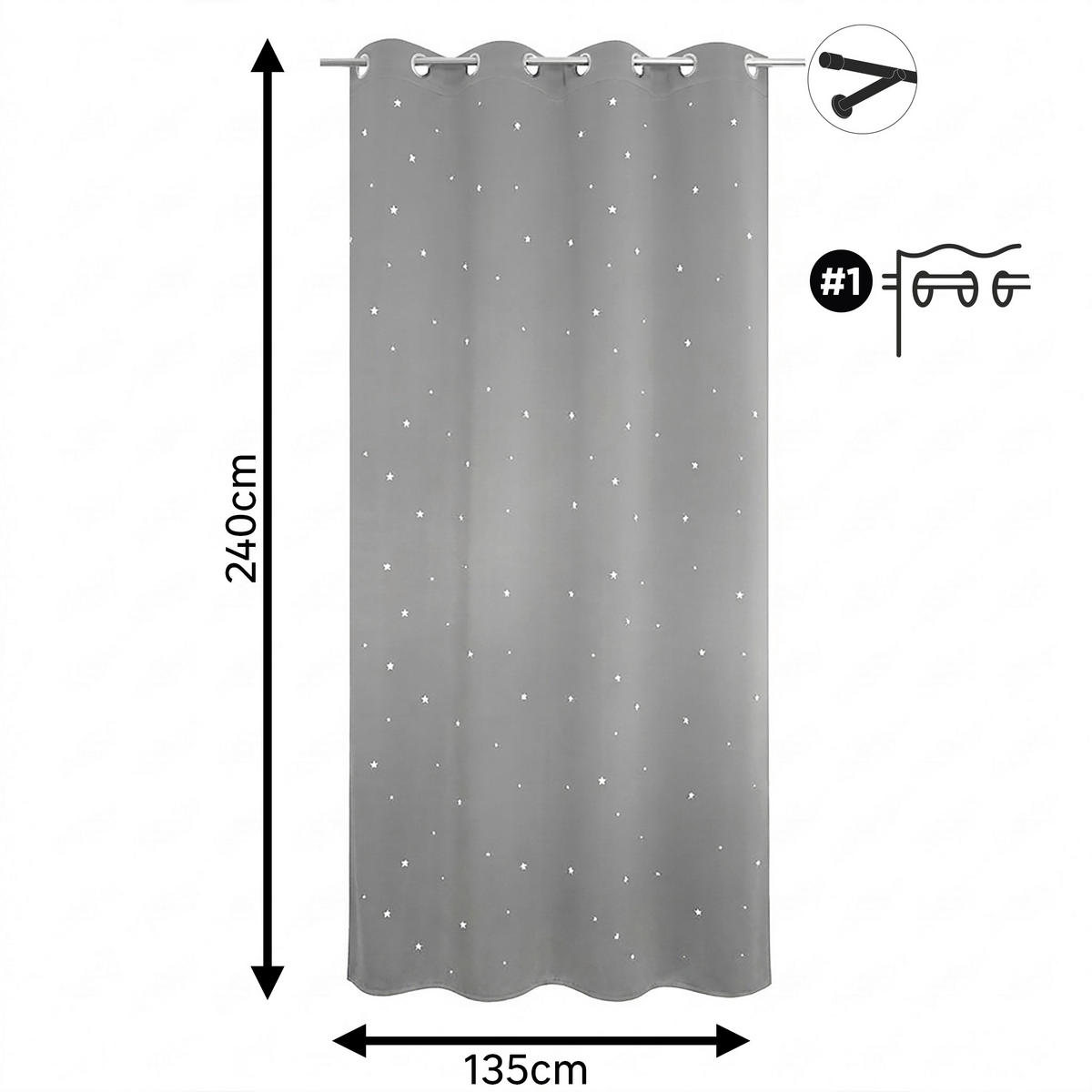 FERTIGVORHANG Verdunkelung  - Grau, Basics, Textil (135/240cm)