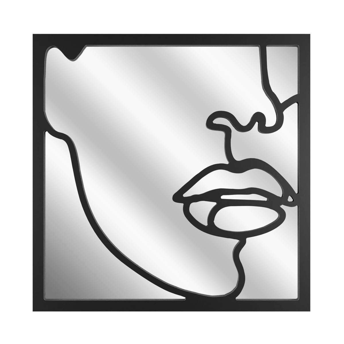 DEKOSPIEGEL  50/50 cm   in quadratisch  - Schwarz, Basics, Glas/Holz (50/50cm)