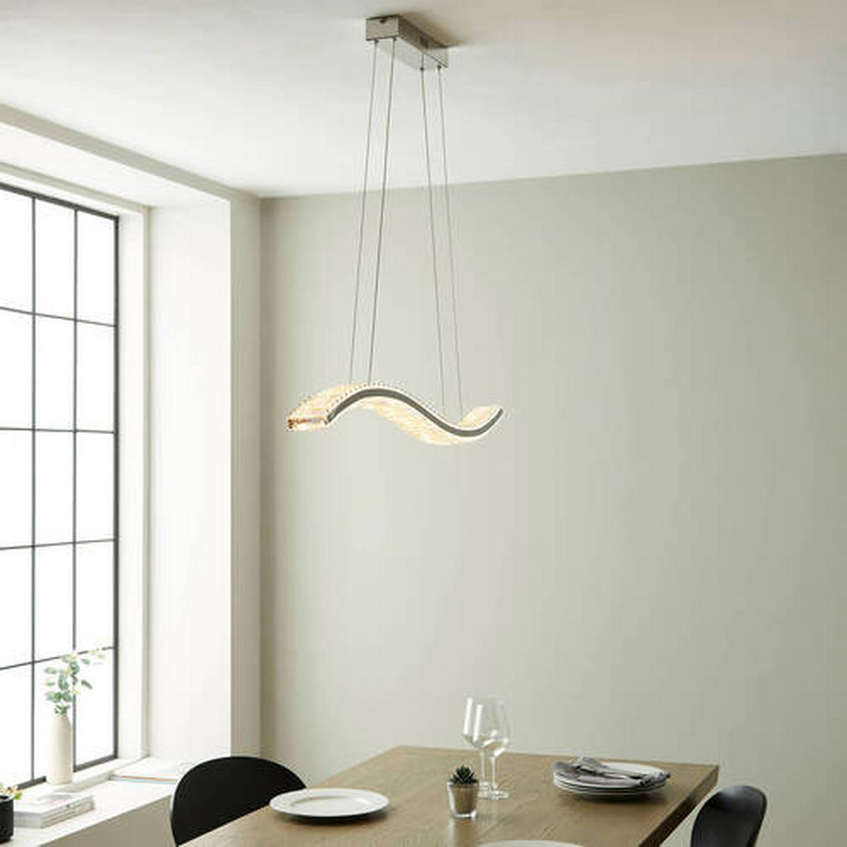 KRISTALL-HÄNGELEUCHTE 96/7,5/160 cm   - Klar/Nickelfarben, Design, Glas (96/7,5/160cm) - ENDON