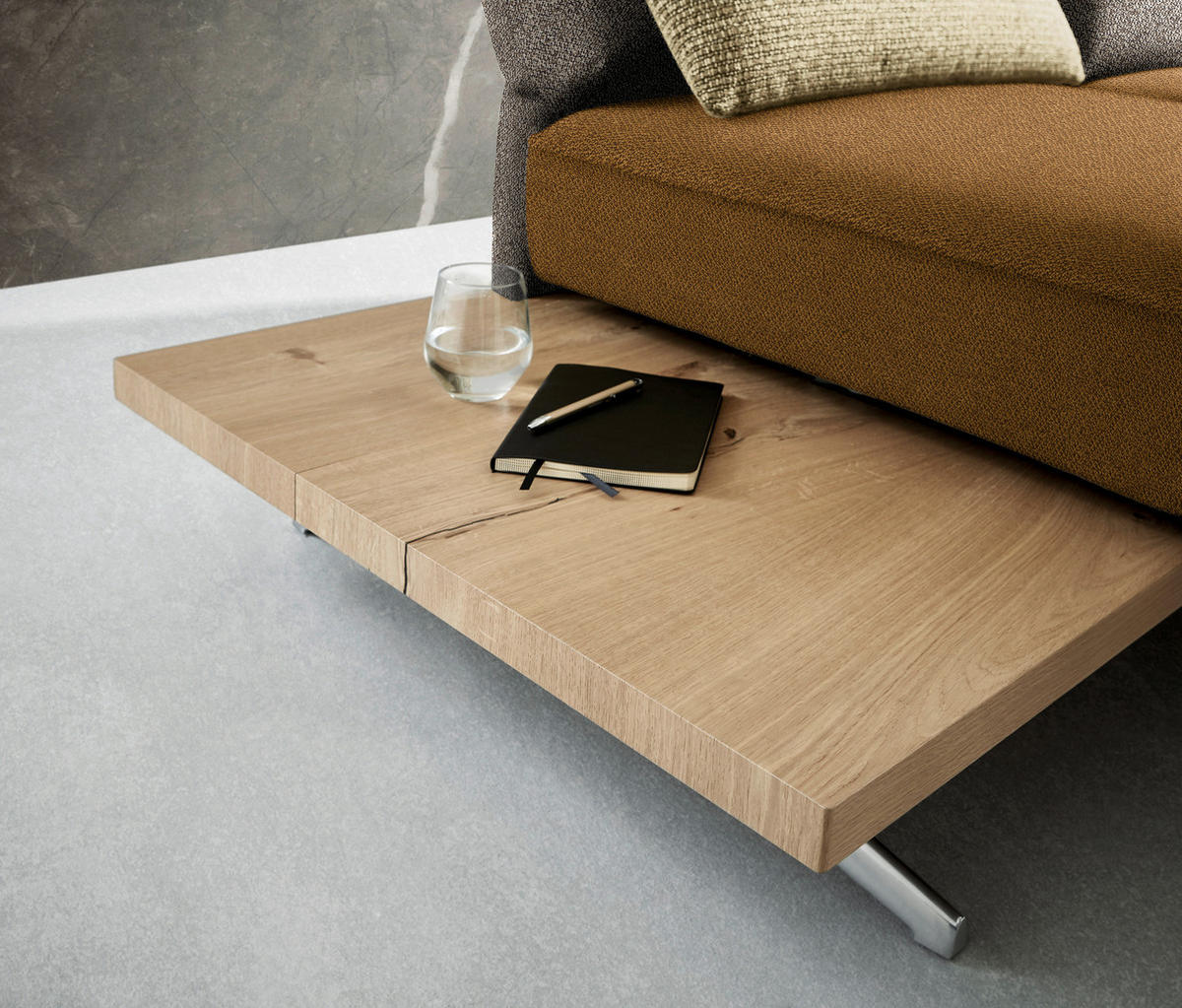 ECKSOFA in Flachgewebe Braun, Goldfarben  - Chromfarben/Goldfarben, Design, Holz/Textil (240/132cm) - Koinor