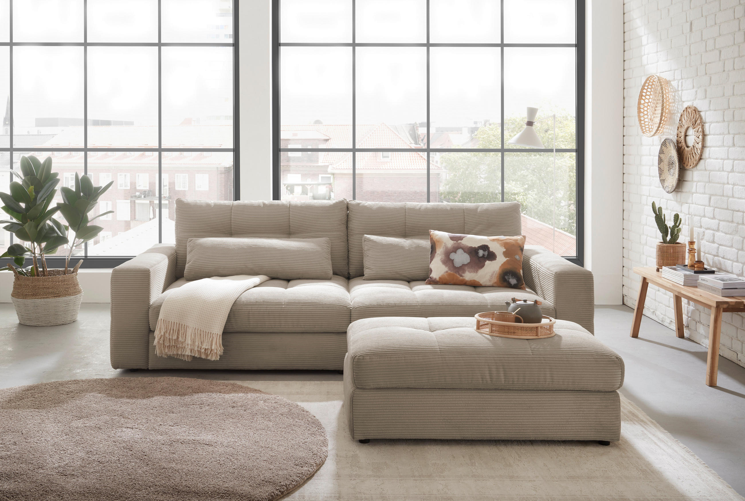 Livetastic Hocker Jasper Sand 110x47x70 cm