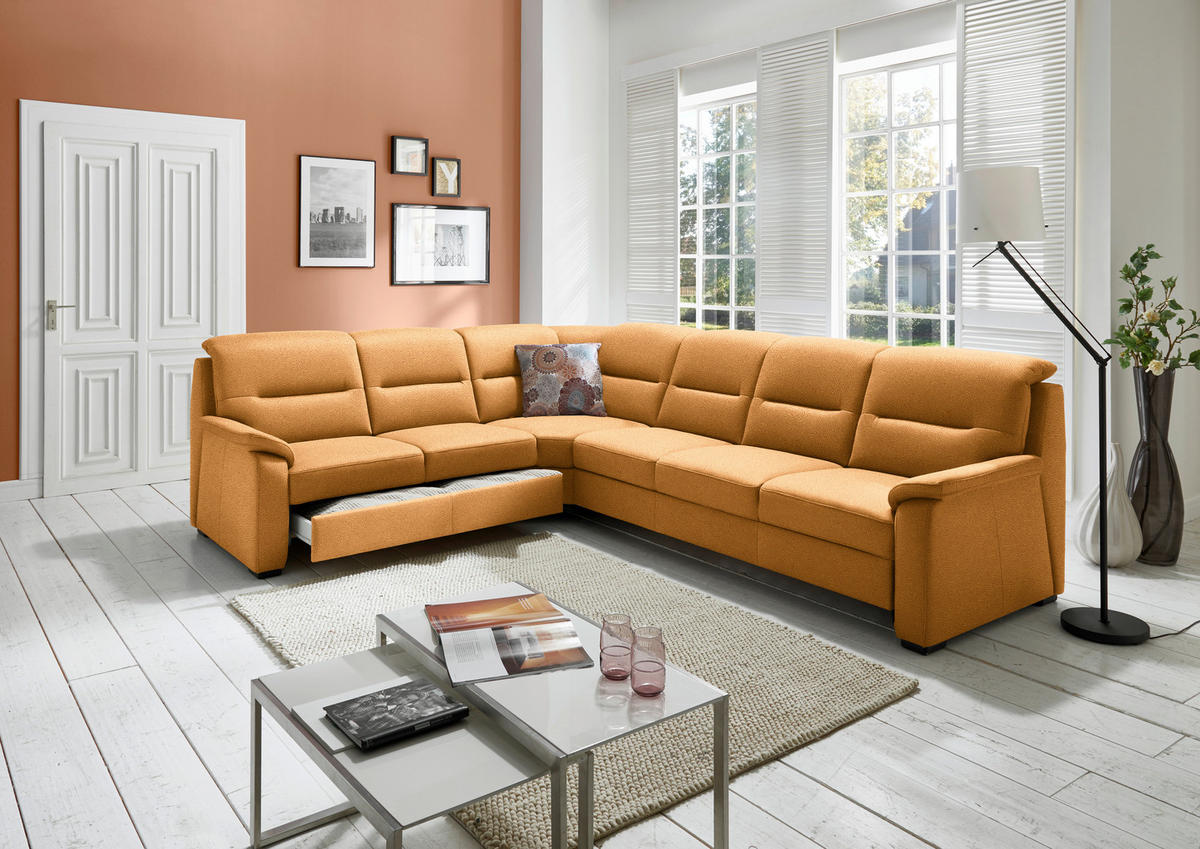 ECKSOFA in Mikrofaser Gelb  - Gelb/Schwarz, Konventionell, Holz/Textil (245/303cm) - Beldomo Comfort