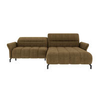 ECKSOFA  in Flachgewebe Olivgrün Rücken echt, Kopfteilverstellung, Sitztiefenverstellung  272/175 cm  - Schwarz/Olivgrün, KONVENTIONELL, Textil/Metall (272/175cm) - Carryhome