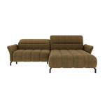 ECKSOFA Olivgrün Flachgewebe Rücken echt, Kopfteilverstellung, Sitztiefenverstellung  - Schwarz/Olivgrün, KONVENTIONELL, Textil/Metall (272/175cm) - Carryhome