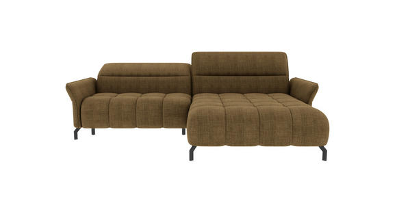 ECKSOFA Olivgrün Flachgewebe Rücken echt, Kopfteilverstellung, Sitztiefenverstellung  - Schwarz/Olivgrün, KONVENTIONELL, Textil/Metall (272/175cm) - Carryhome