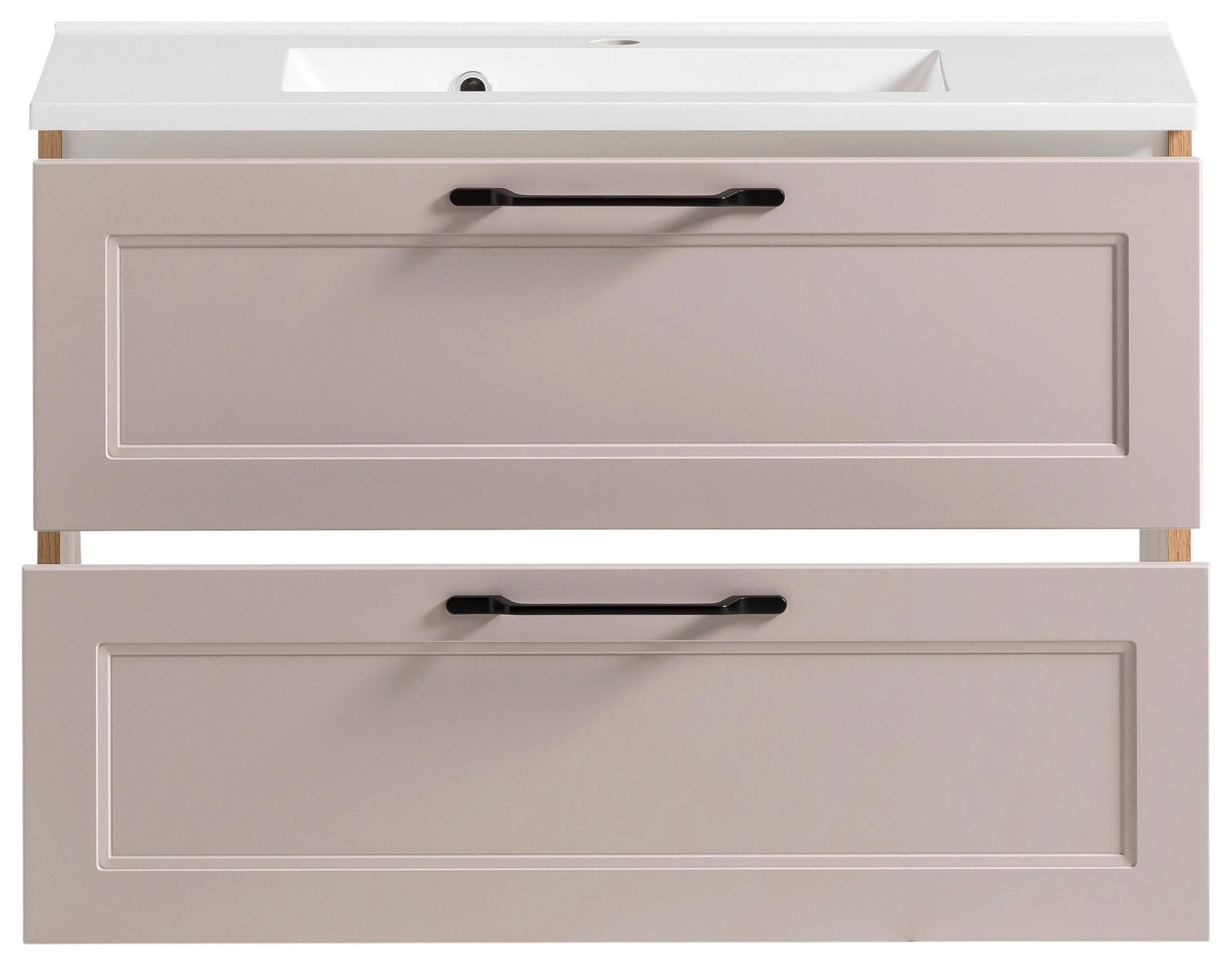 Thumbnail - Xora Waschtischkombi Enna, Weiß, Kaschmir, Eiche Wotan, Metall, 2 Schublade(n) Schubladen, 80 cm, Made in Germany, hänge...