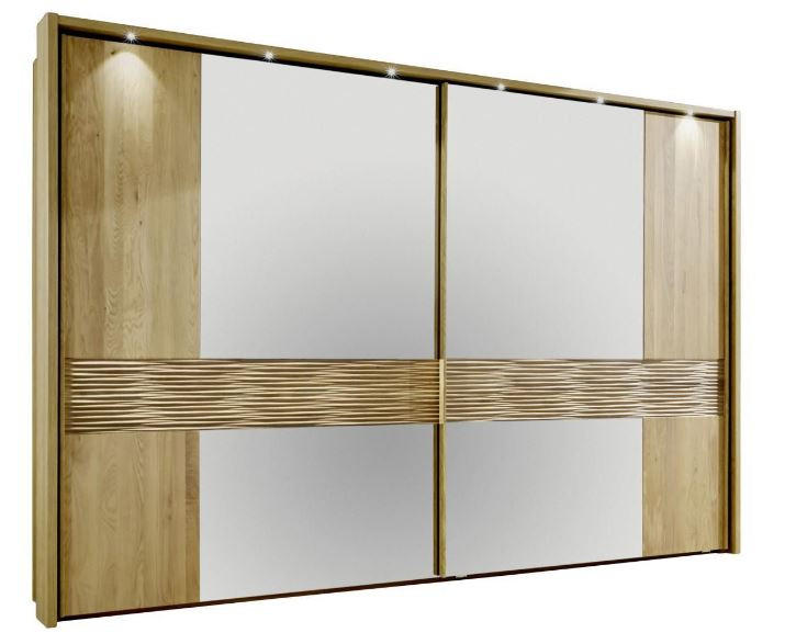 DULAP CU UȘI CULISANTE in culoare lemn stejar  - culoare lemn stejar, Modern, sticlă/material pe bază de lemn (250/217/67cm) - Dieter Knoll