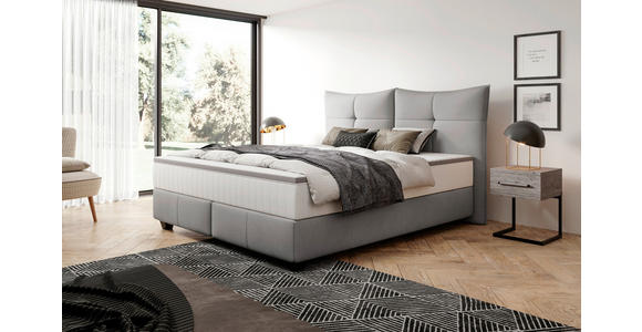 BOXSPRINGBETT  in Grau  - Schwarz/Grau, Design, Leder/Holzwerkstoff (180cm) - Esposa