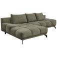 ECKSOFA in Chenille Olivgrün  - Schwarz/Olivgrün, MODERN, Textil/Metall (182/290cm) - Hom`in