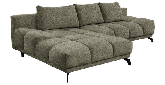 ECKSOFA in Chenille Olivgrün  - Schwarz/Olivgrün, MODERN, Textil/Metall (182/290cm) - Hom`in