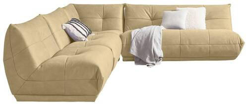 HÖRNSOFFA i läderimitation beige  - beige, Trend, textil (315/285cm) - Livetastic