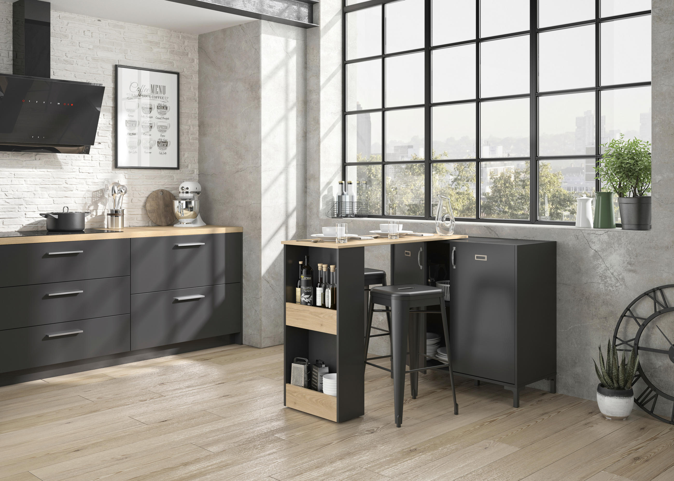 Mid.you Bartisch Schwarz 115x93x45 cm