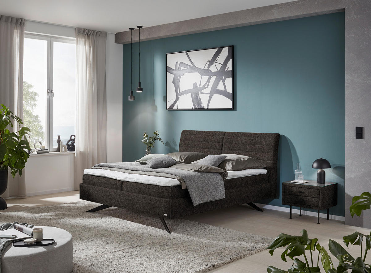 POLSTERBETT 180/200 cm  in Dunkelbraun  - Weiss/Dunkelbraun, Design, Holzwerkstoff/Kunststoff (180/200cm) - Dieter Knoll