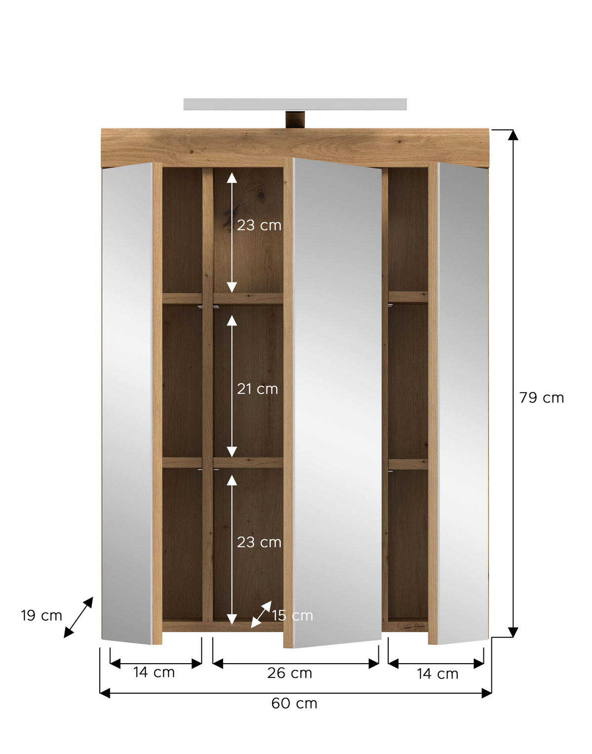 SPIEGELSCHRANK 60/79/18 cm  - Eiche Artisan, Trend, Glas/Holzwerkstoff (60/79/18cm) - MID.YOU