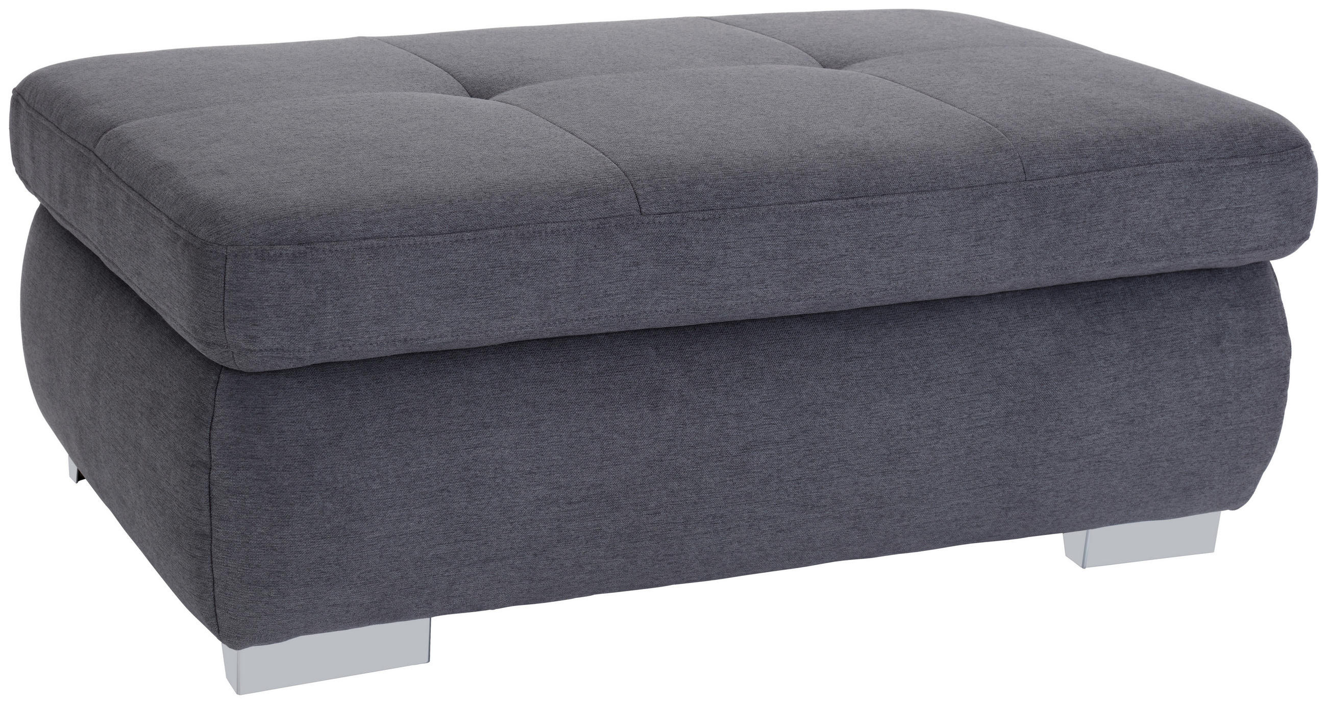 HOCKER Chenille, Mikrofaser Grau  - Chromfarben/Grau, MODERN, Textil/Metall (129/47/64cm) - Livetastic
