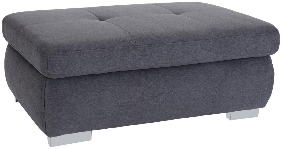 HOCKER Chenille, Mikrofaser Grau  - Chromfarben/Grau, MODERN, Textil/Metall (129/47/64cm) - Livetastic