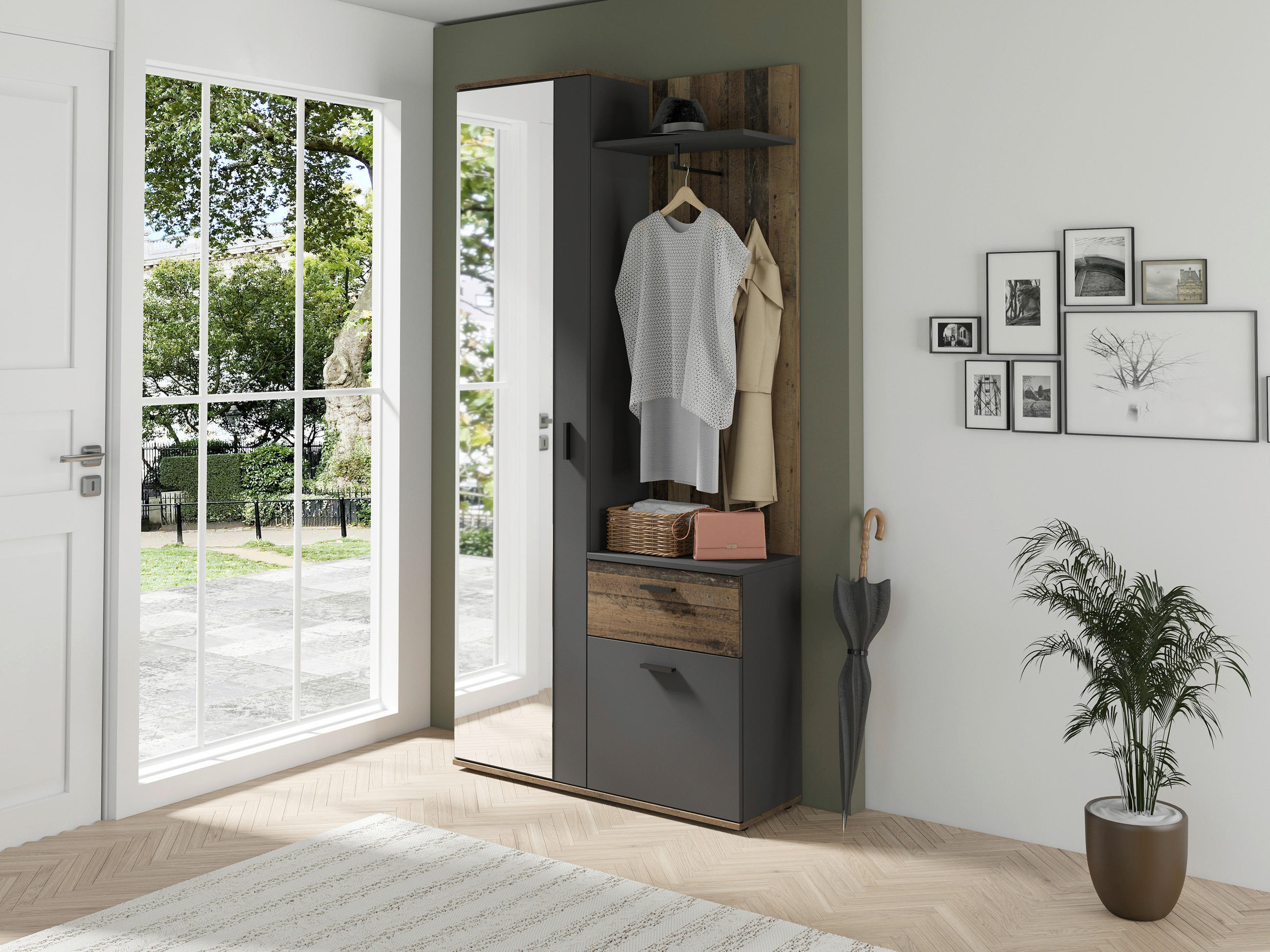 GARDEROBE  in 97/195/30 cm  - Alteiche/Anthrazit, MODERN, Holzwerkstoff (97/195/30cm) - MID.YOU
